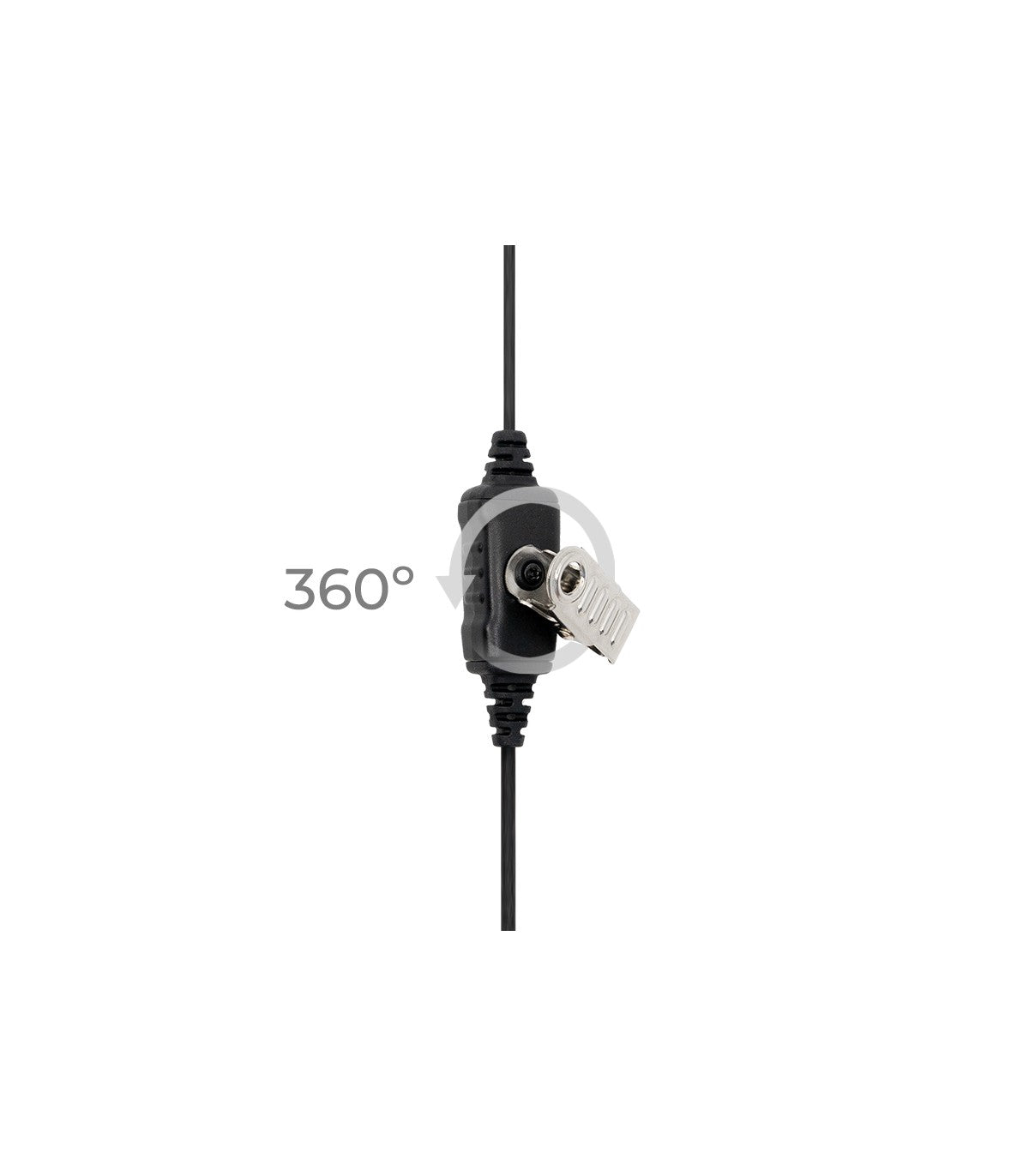 Roterende oorhaak aan de Komunica PWR-MIC-2-M 2-Pins Motorola, Midland, Hytera en Yaesu headset met microfoon