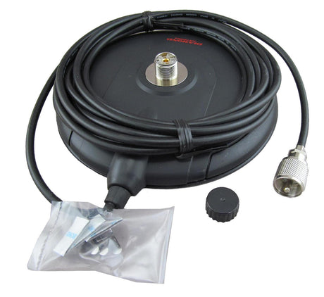 Diamond K702M magnetische antennevoet met meegeleverde rubberen bescherming, 4 meter coaxkabel met voorgemonteerde UHF-Male (PL259) connector