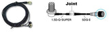 Details van de Diamond M610R 6 meter coaxkabel met surface mount en PL-259 connector voor een mobiele antenne op de kofferbak van je auto