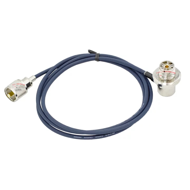 Diamond 2D1MR coaxkabel met lengte van 120cm voorzien van een gesoldeerdel UHF-Male en een UHF-Female connector