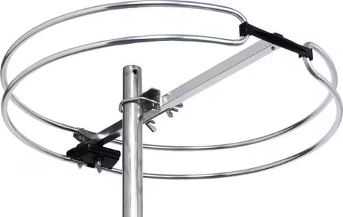 Omnidirectionele FM-antenne gemonteerd met een klem aan een antennemast