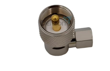 Haakse adapter FME-Male naar UHF-Male met vergulde pin