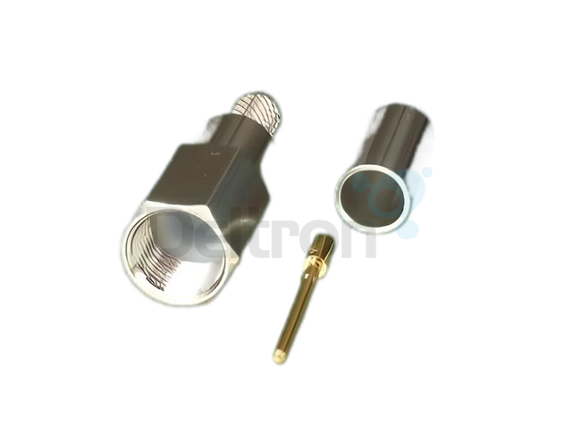 FME-Male crimp connector voor RG58 en CO100 coaxkabel. Monteren zonder te solderen
