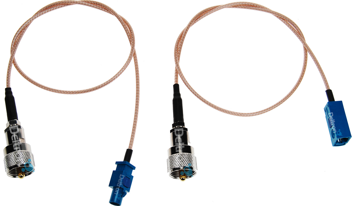 Fakra-Z adapterset met twee kabels van 50cm met Fakra-Male en Fakra-Female naar UHF (PL259)