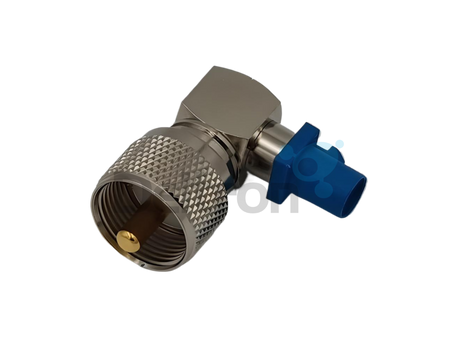 Fakra-Male/UHF-Male haakse coaxiale adapter