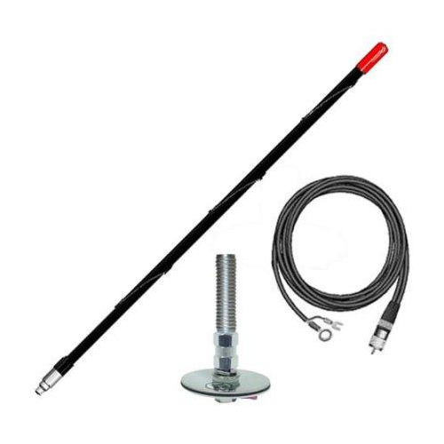 ireStik FG2DD No Ground Plane mobiele 27MC antenne met coaxkabel en RVS disc mount