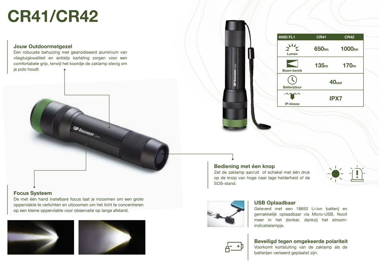 Informatieblad van de GP CR42 zaklamp