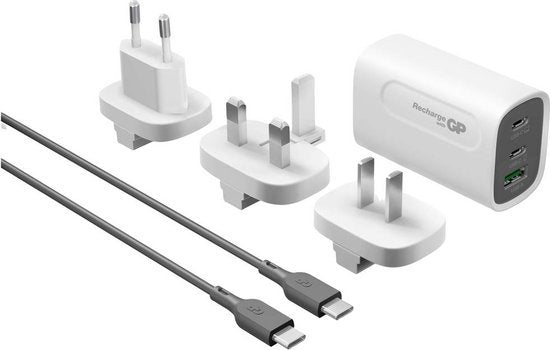 GP GM3A 65W GaN lader met 3 poorten en EU/UK/CN adapters