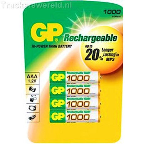 GP Set van vier oplaadbare AAA  batterijen in originele verpakking