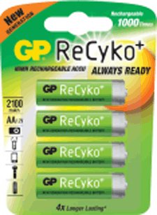 GP 210AAHCB set van vier oplaadbare AA recyko batterijen in de originele verpakking