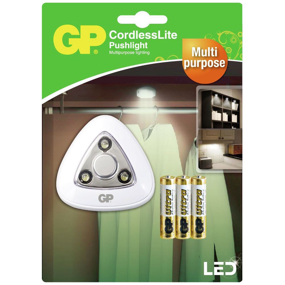 Gp Led Lights GP Pushlight: LED cabinet lighting - Incl. 3x AA batteries | Deltron