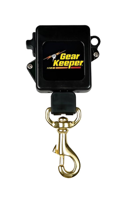 Gear Keeper RT3-5826 retractor met roterende beveiligde riemclip en messing veerhaak