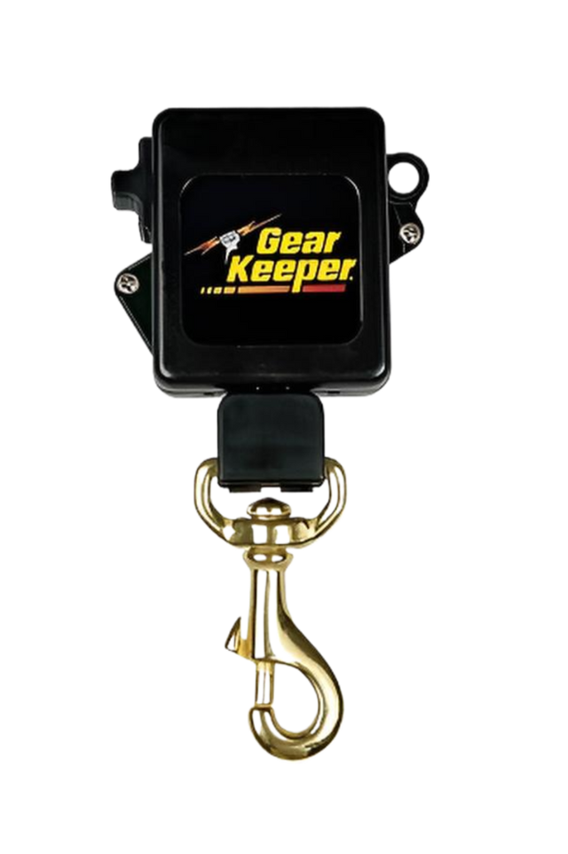 Gear Keeper RT3-5826 retractor met roterende beveiligde riemclip en messing veerhaak