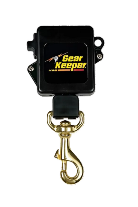 Gear Keeper RT3-5826 retractor met roterende beveiligde riemclip en messing veerhaak