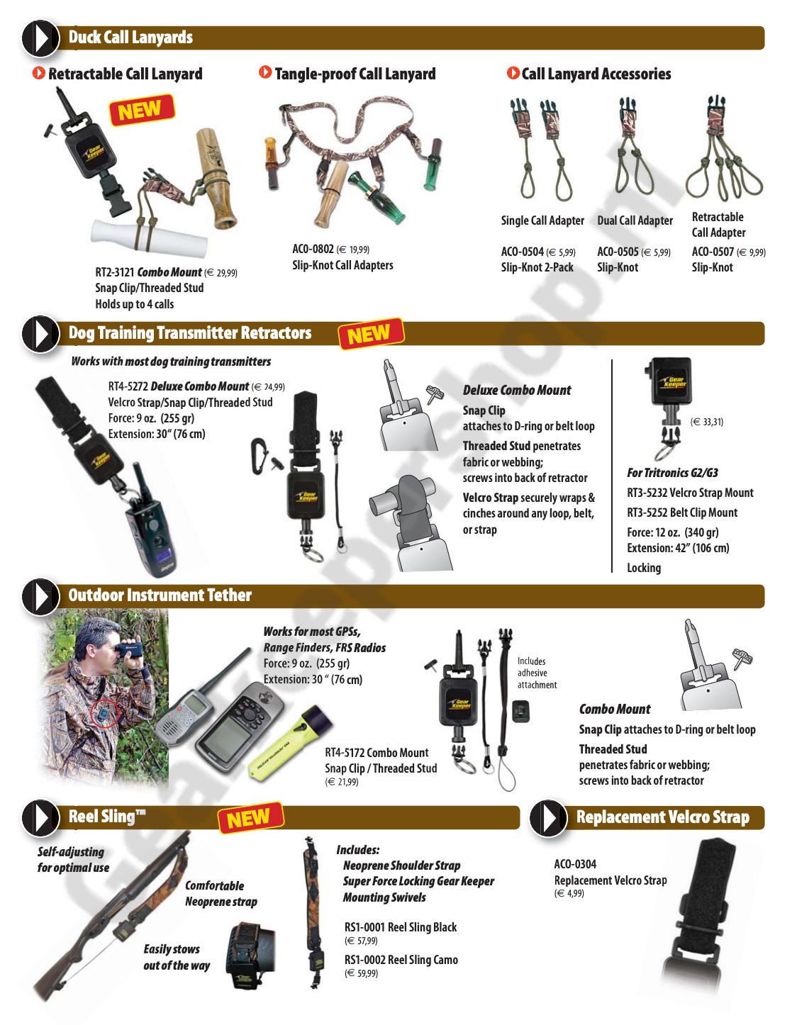 Overzicht Gear Keeper retractors en veiligheidslijnen voor instrumenten en portofoons