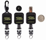 Gear Keeper RT5 serie retractor grootte vergeleken met een muntje