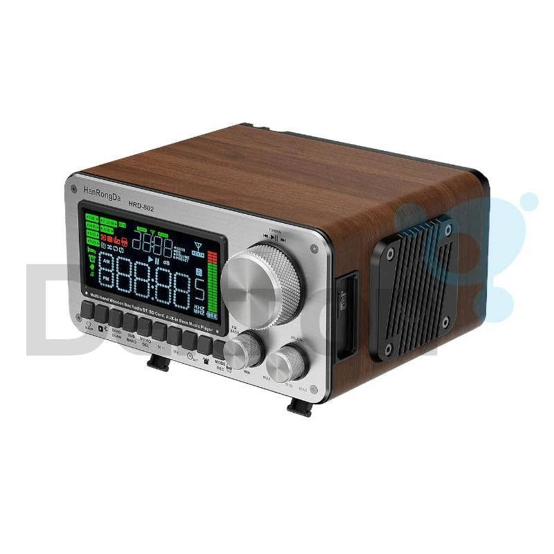 HangRongDa HRD-802 wereldontvanger met houtlook behuizing en metalen frontpaneel 