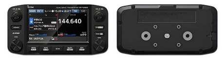 Voorkant en achterkant van de Icom ID-5200 transceiver met D-STAR en waterfall display
