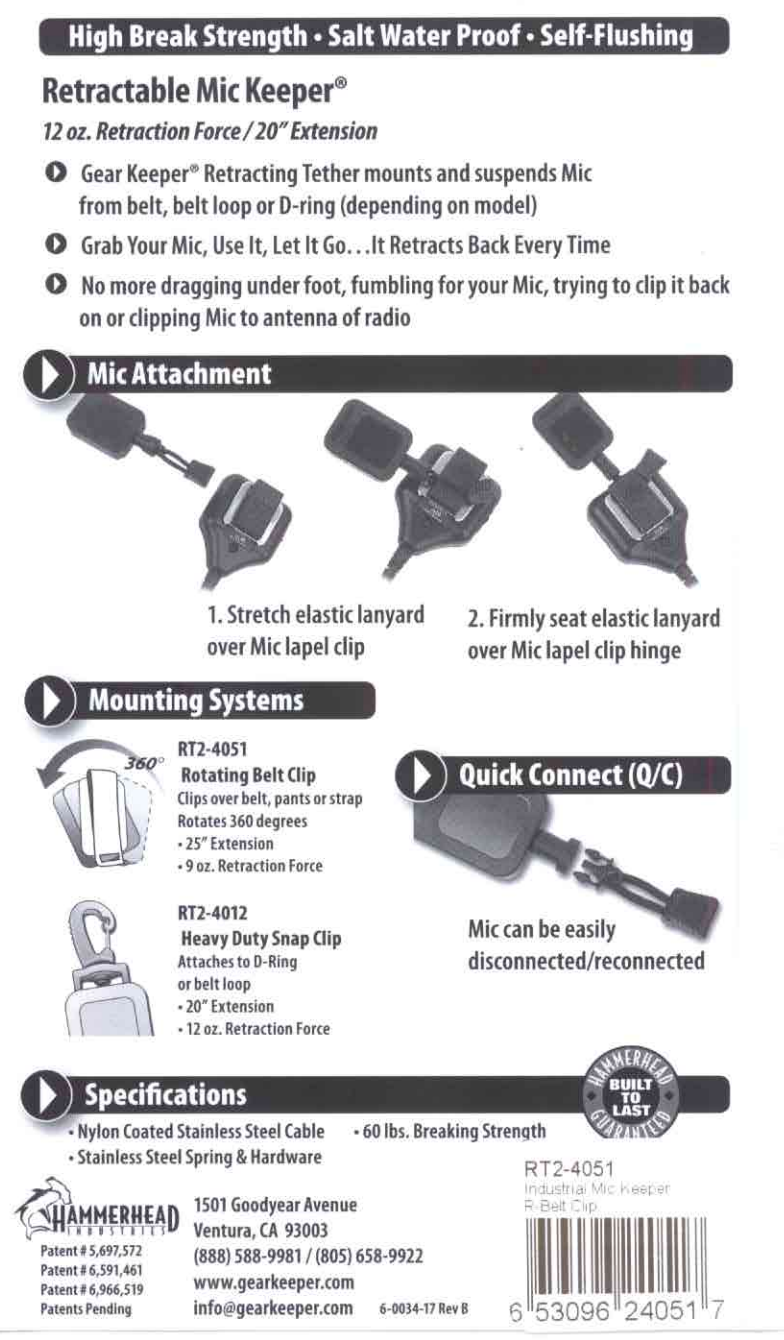 Instructies voor het gebruik van de Gearkeeper RT2-4051 microfoon retractor