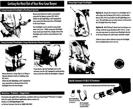 Instructies voor het gebruik van een Gear Keeper RT3-4483 retractor voor brandweer en reddingsdiensten