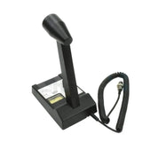 Achterkant KPO MB+5 desktop microfoon met voedingskabel waaraan een 4-pins microfoon connector zit