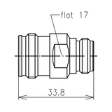 Afmetingen N-Female naar 4.3-10 adapter voor RF-installaties tot 6 GHz