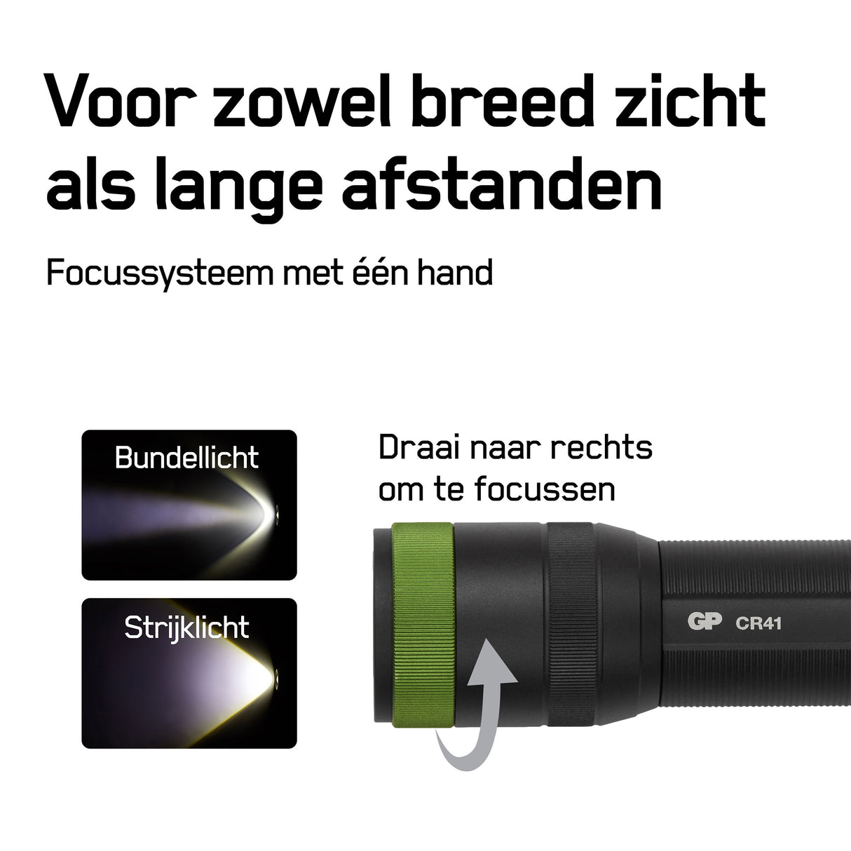 GP CR41 focusbare lichtstraal of lichtbundel met bundellicht en strijklicht
