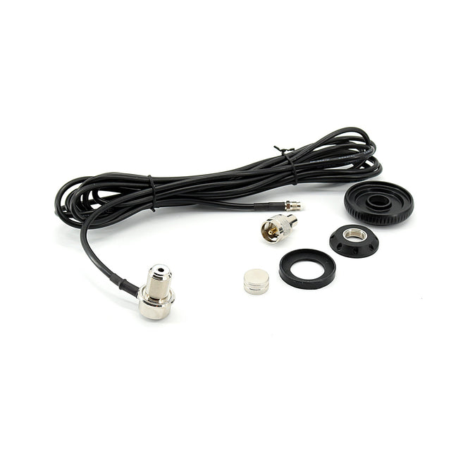 Maas antennekabel 5 meter met haakse FME en een PL (UHF-Male) connector en afdichtring en rubbers