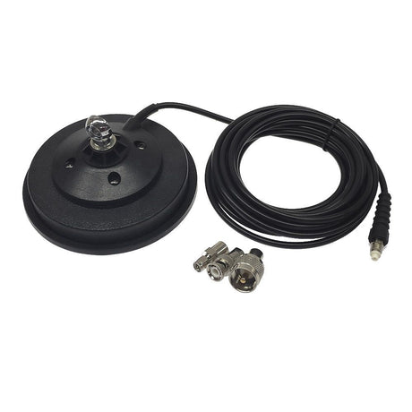 Maas MAG 130 DV magneetvoet met RG58 en gesoldeerde FME-connector en meegeleverde BNC, SMA en PL adapter