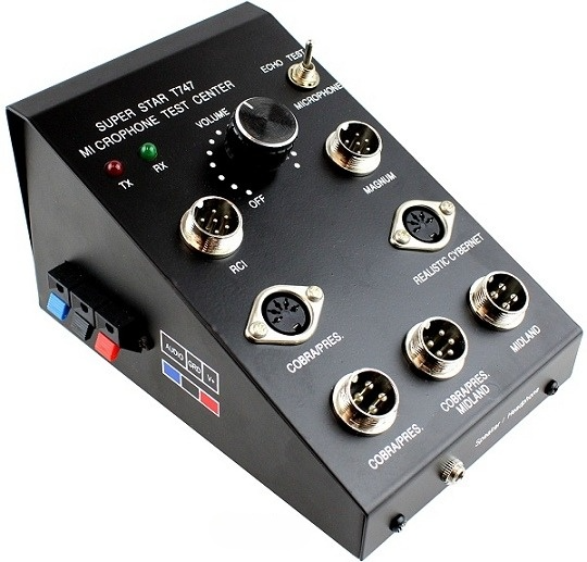 Zijkant Superstar T-747 microfoontester voor 4-pin, 6-pin en DIN5 microfoons