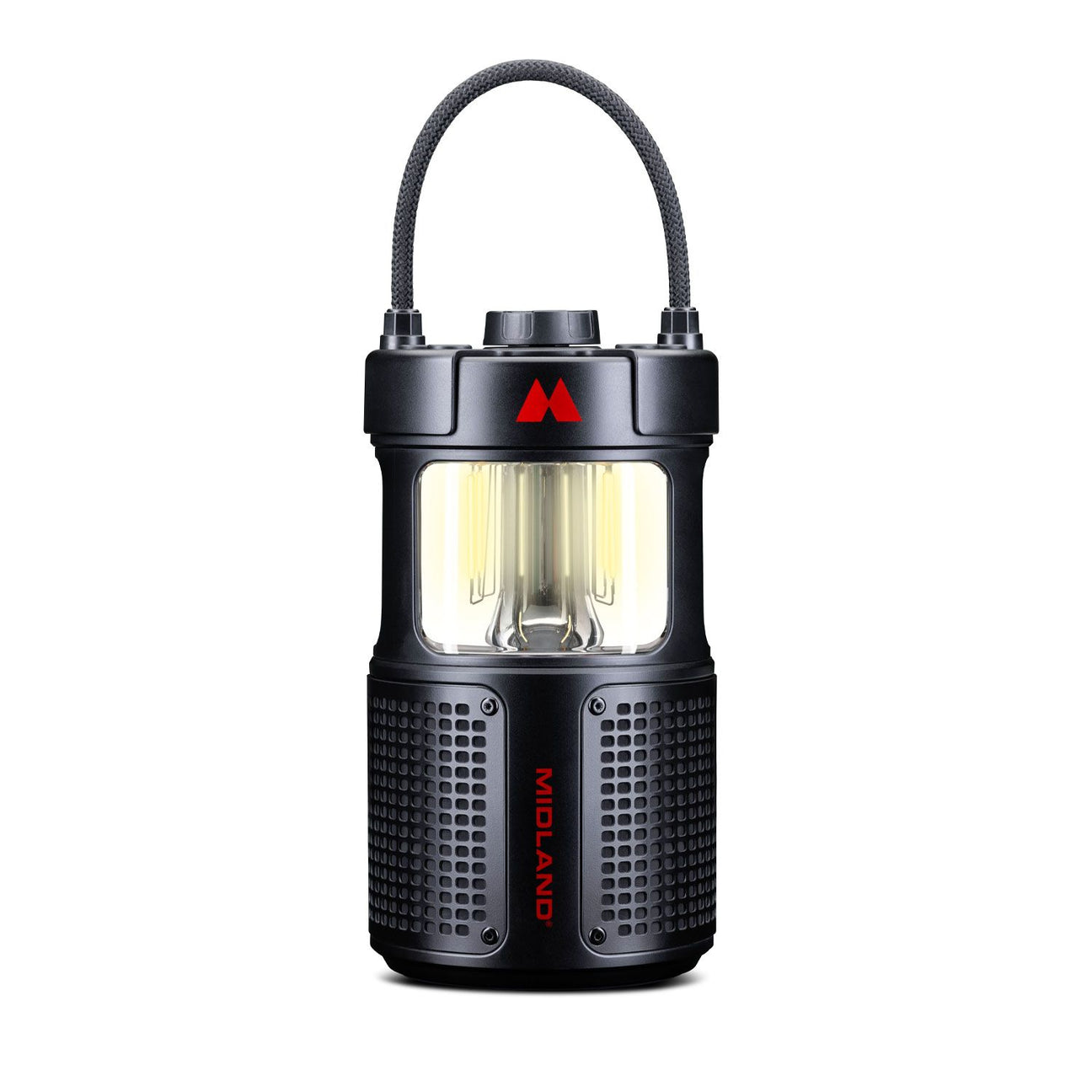 Midland ER veelzijdige led-lantaarn met ingebouwde bluetooth speaker en powerbank die ideaal is voor gebruik als noodradio maar ook voor op de camping, in de vrachtwagen of gewoon thuis in de tuin