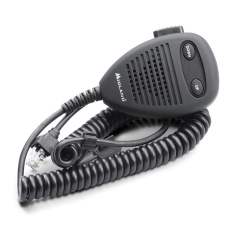 Midland C1619 M-Mini handmicrofoon met R45 aansltuiting. Microfoon voorzien van up/down knoppen voor de kanalen 