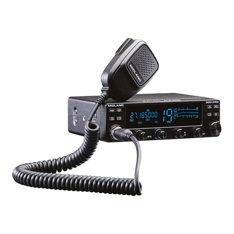 Midland 8001 Pro 27MHz CB radio AM, FM en SSB met DSP AI noise reductie en een display die instelbaar is in 7 kleuren