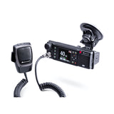 Midland M88 27MC transceiver met microfoon bevestigd met de raambevestiging met zuignap