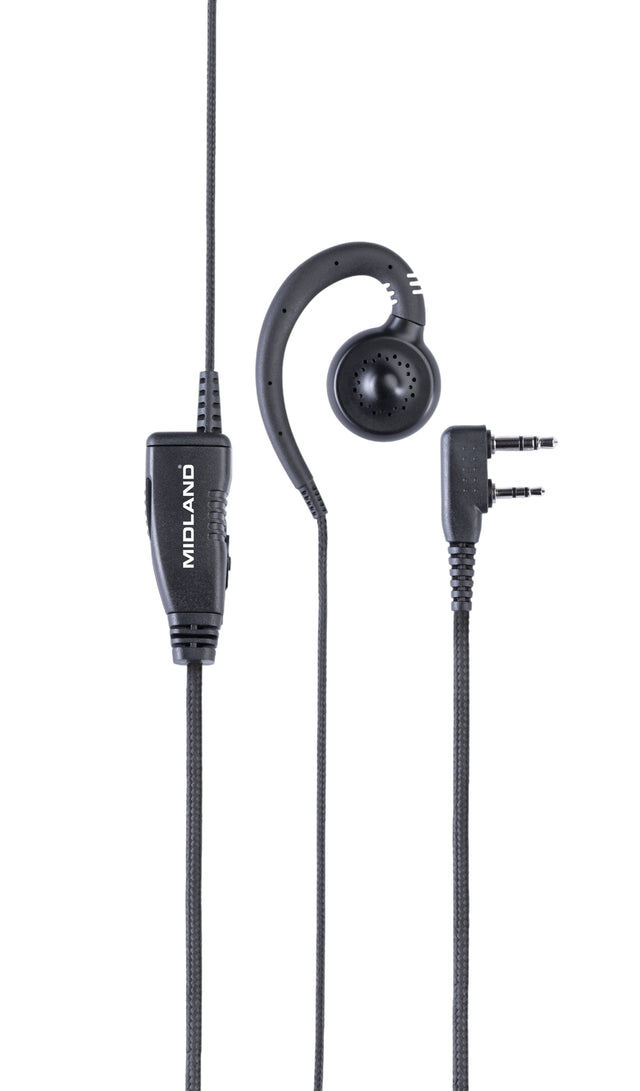 Midland MA29-LK (Type-K) oortje met PTT-knop, clip microfoon en c-vormig oortje 