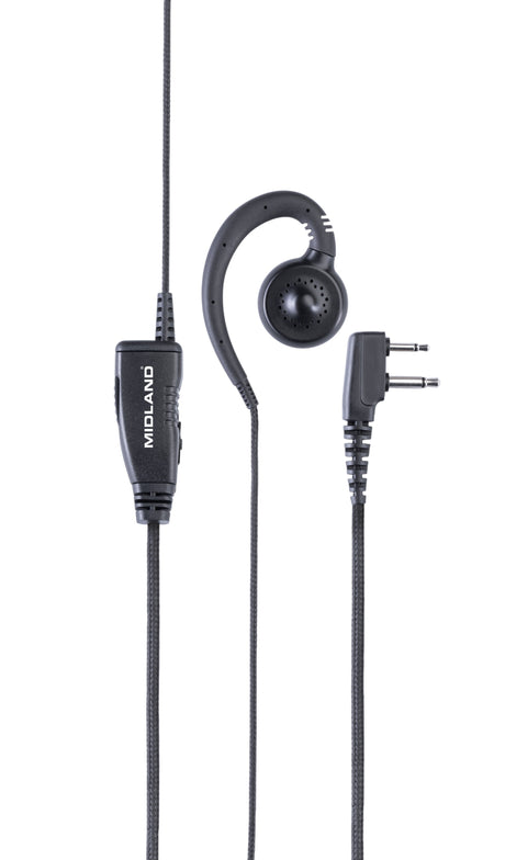 Midland MA29-S headset met clipmicrofoon, PTT-knop en comfortabel C-vormig oortje