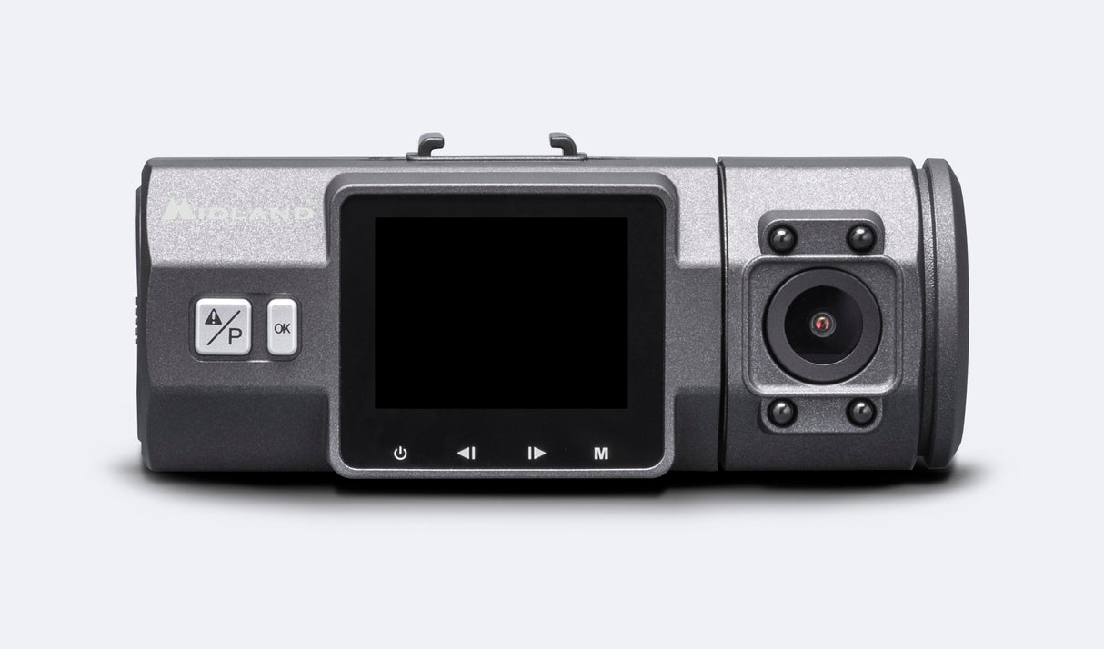 Midland Street Guardian C1285 dubbele dashcam met groot display, Sony sensor en bedieningsknoppen