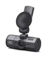 Midland Street Guardian Dual met raamhouder gezien zoals hij aan de voorruit bevestigd is