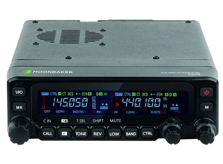 Voorzijde Moonraker Luna mobiele 2m en 70cm transceiver met afneembare front