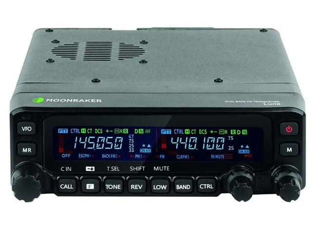Voorzijde Moonraker Luna mobiele 2m en 70cm transceiver met afneembare front