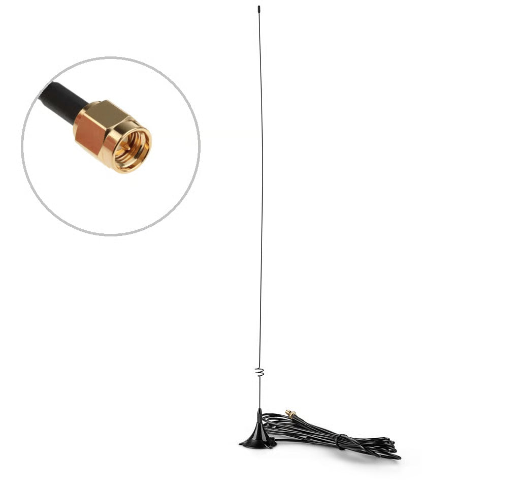 Moonraker MRM-100S mobiele 2m en 70cm magneetvoet antenen met SMA-Male connector aan de 5m coaxkabel