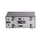 Achterzijde van de Moonraker SWR-600 SWR en Watt meter met twee keer twee aansluitingen voor de antenne en transceiver