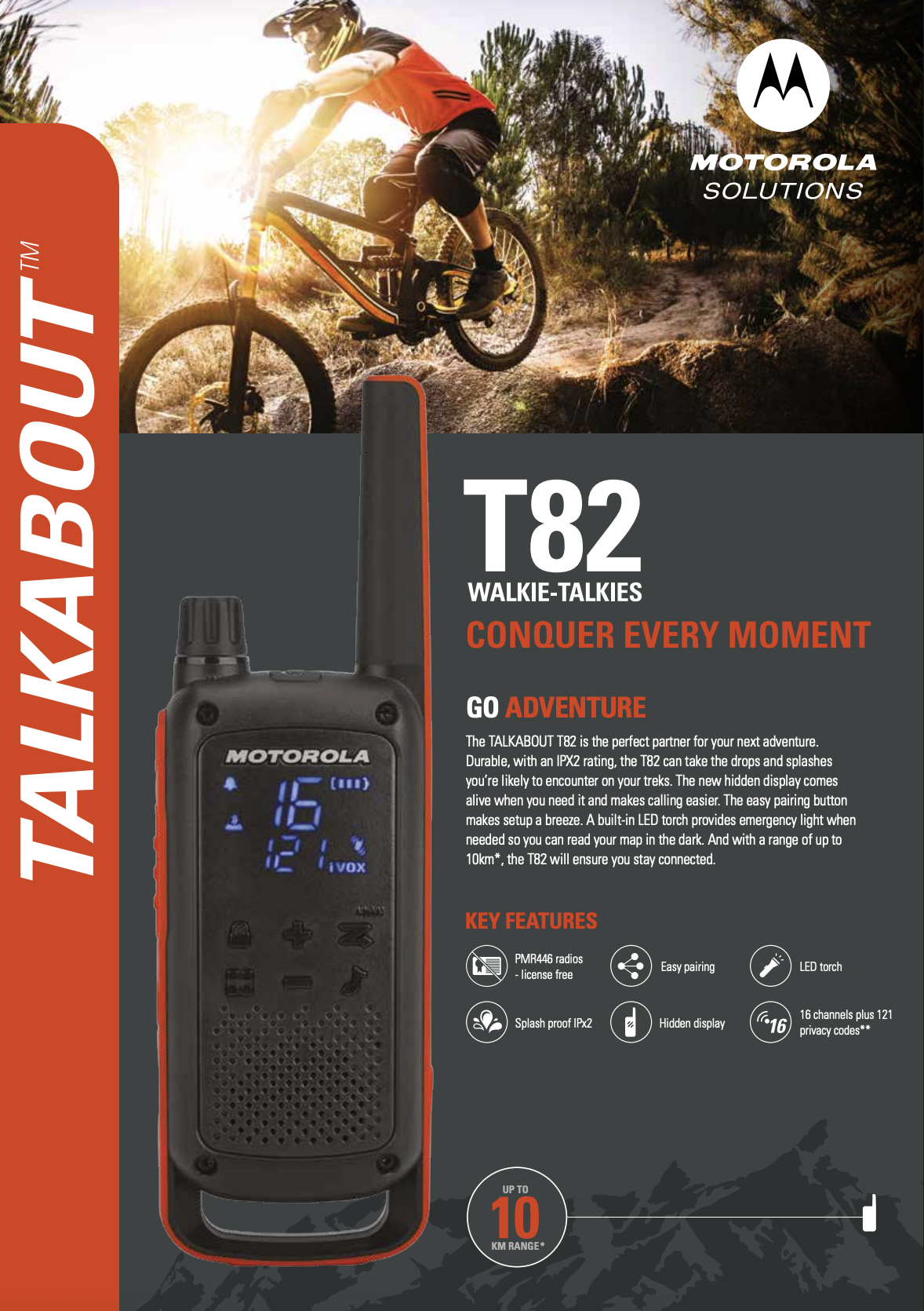Flyer van de Motorola T82 PMR446  portofoon 