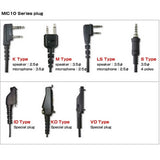 Overzicht aansluitingen van oortjes voor portofoons