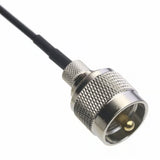 PL-connector aan de RG174 coaxkabel die meegeleverd word aan de Moonraker MRM-100P magneetvoet antenne voor de 2m en 70cm banden