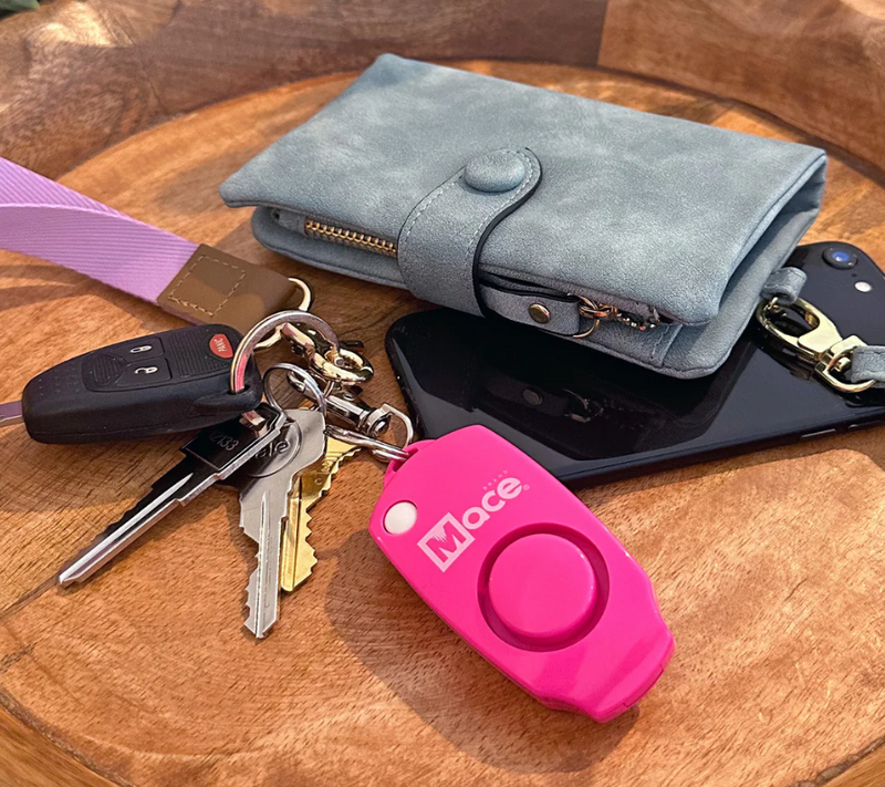 Mace alarmknop met sleutelhanger, 130dB en voorzien van een extra fluitje