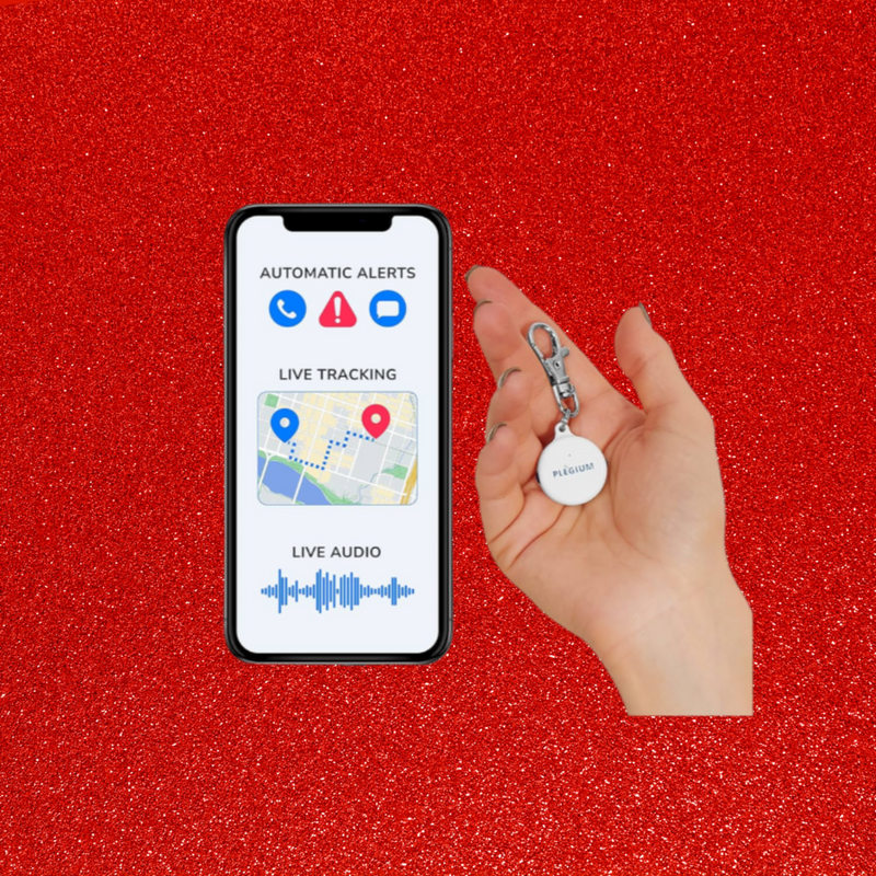 Plegium persoonlijke alarmknoppen met gratis smartphone app waarmee je je contactpersonen kunt alarmeren in tijden van nood