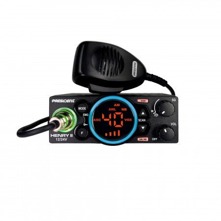 President Henry 2 mobiele multinorm transceiver voor 12V/24V met verwisselbare blauwe display ring