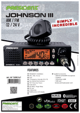 Datasheet van de President Johnson-3 CB-radio, ook wel 27MC of 27MHz transceiver genoemd