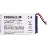 7.4V 1800mAh lithium accu President ACMR402 voor 27MC portofoon